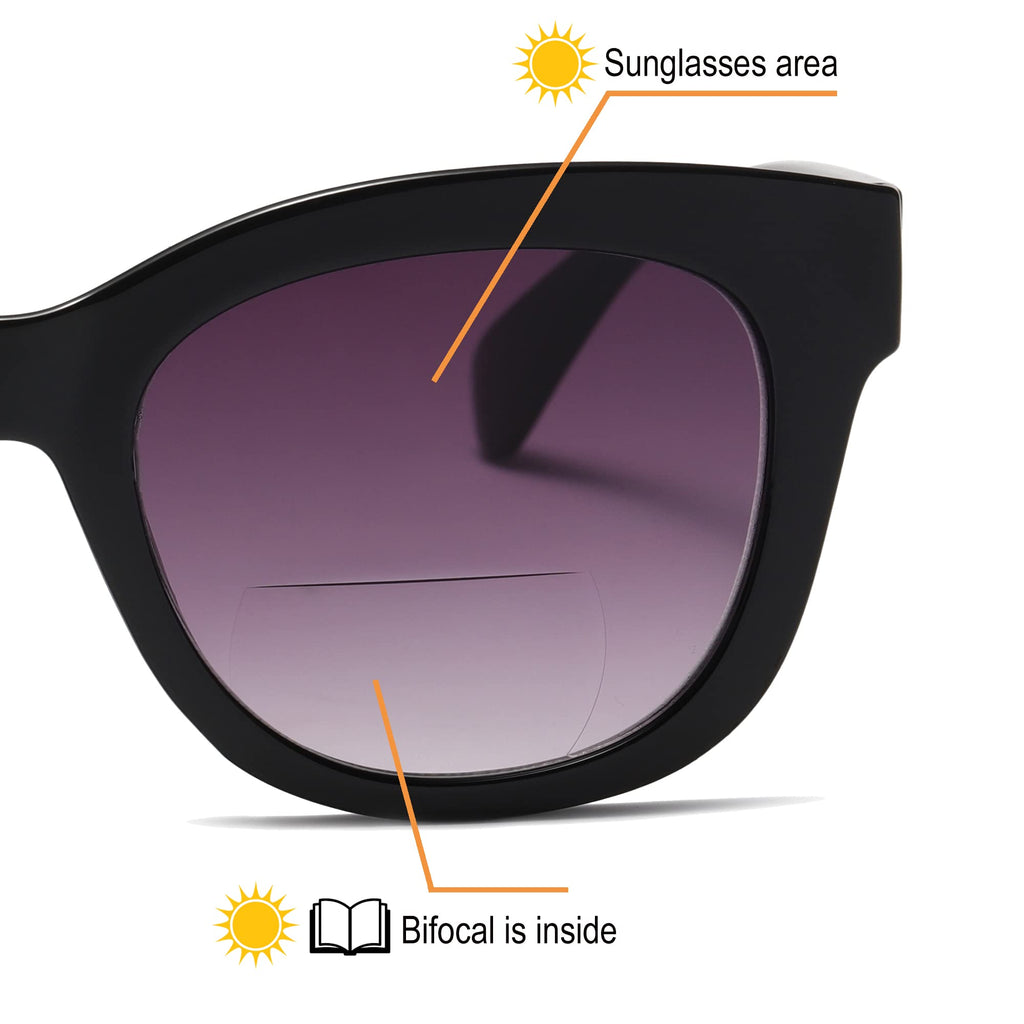 ZXYOO Bifocal Sunglasses For Women Reading Sunglasses 3 Pack UV400 Sun Readers Glasses With Spring Hinge +2.0