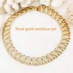 Nigeria Jewelry Sets for Women Africa Beads Jewelry Set Dubai Gold Wedding Bridal Fashion Jewelry Sets Womens Accessories, Choker Necklace 16 inch