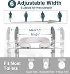 HOMLAND Raised Toilet Seat with Handles, FSA HSA Eligible 500lb Toilet Seat Riser for Seniors with Bedpan, Adjustable Height & Width, Handicap Elevated Toilet Seat for Elderly, Bedside, Fit Any Toilet