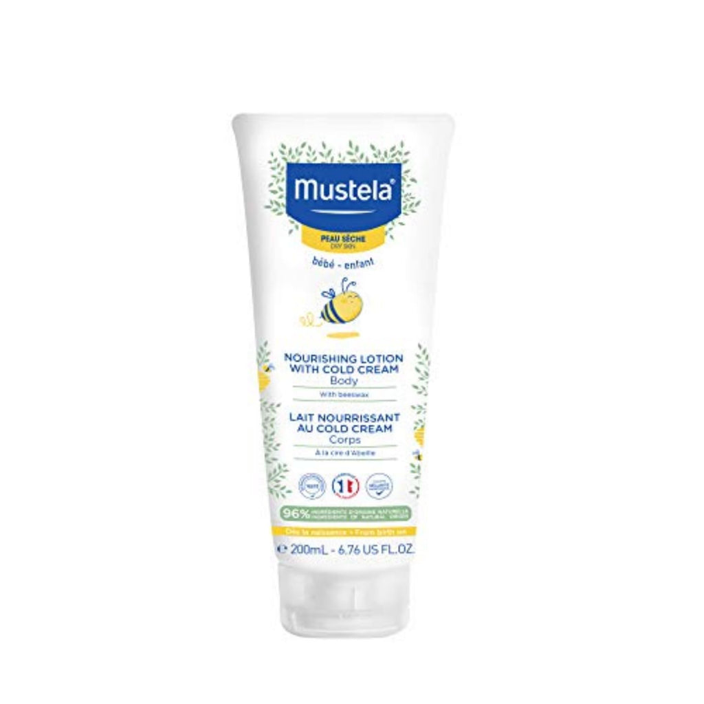 Mustela Baby Nourishing Lotion – Daily Body Lotion for Dry Skin - with Natural Avocado, Cold Cream & Beeswax - Safe from birth on - 6.76 fl. oz.