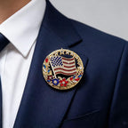 250th Anniversary Enamel Brooch Pin, 1776-2026 Patriotic Floral Star Badg American Birthday Rhinestone Flag Lapel Pin for Independence Day Veterans Souvenir Gift Jewelry (2PCS)