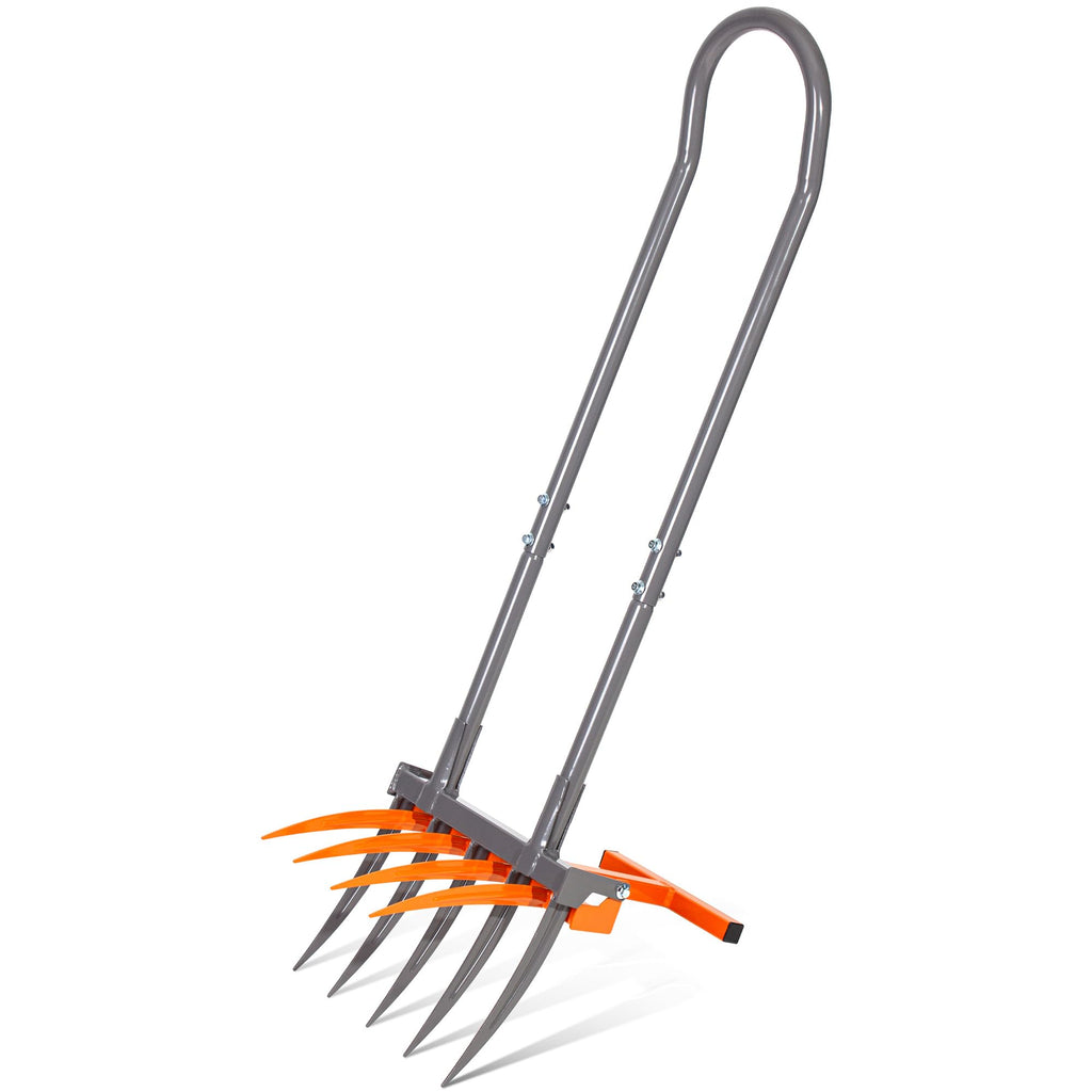 Walensee Broadfork Garden Tool, 9 Tines Heavy Duty Broad Fork Hand Tiller, 2-in-1 Garden Pitchfork with Ergonomic U-Shaped Handle, Spading Digging Fork for Gardening, Cultivating