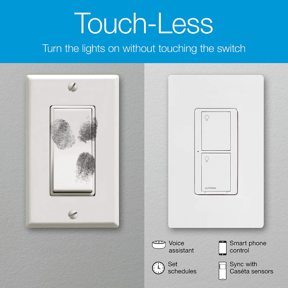 Lutron P-BDG-PKG2WS-WH Caseta Deluxe Smart Switch Kit, Compatible