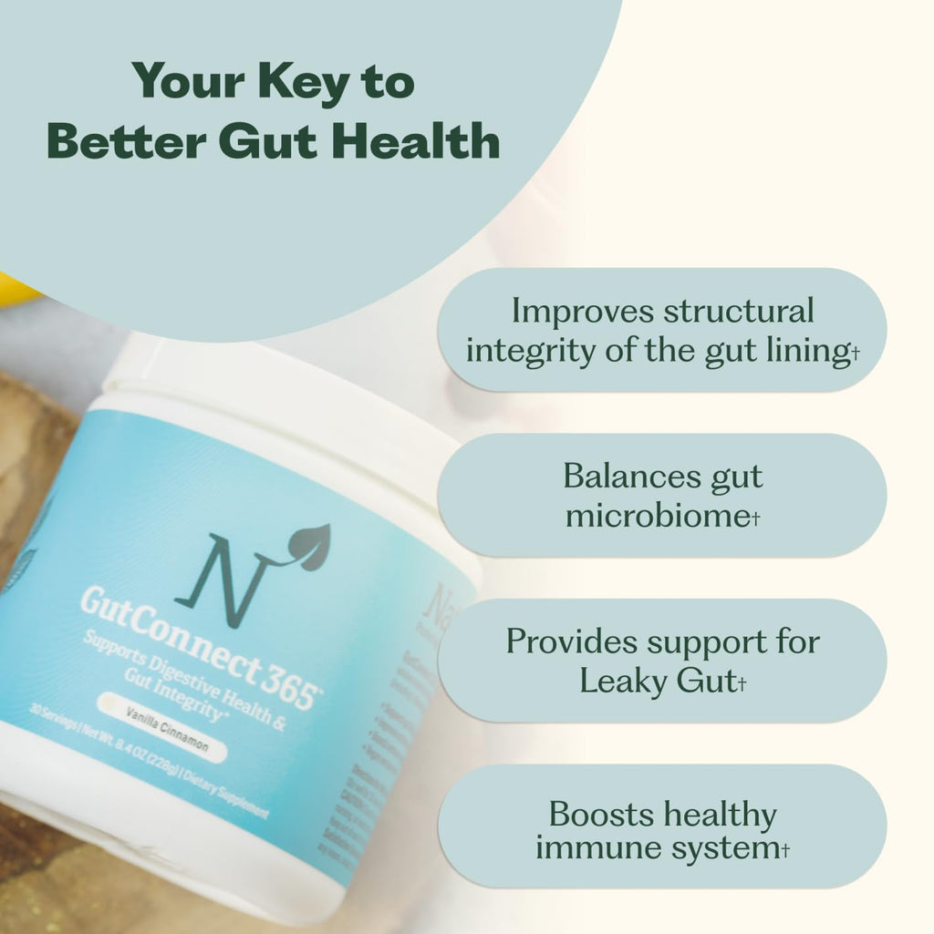 GutConnect 365 Gut Health Superfood Powder | Formulated With Slippery Elm Bark & L Glutamine | Vegan Certified | Allergen Free | Non-GMO | Soy Free | Made in the USA | 30 Servings – Vanilla Cinnamon