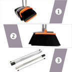 XXFLOWER Broom and Dustpan Set, Dustpans with Broom Combo for Home, Heavy Dust Broom and Dustpan Combo, Long Handle Dust Pan and Broom Set for Kitchen, Office, Pet Hair, Charcoal Color, Pack of 1