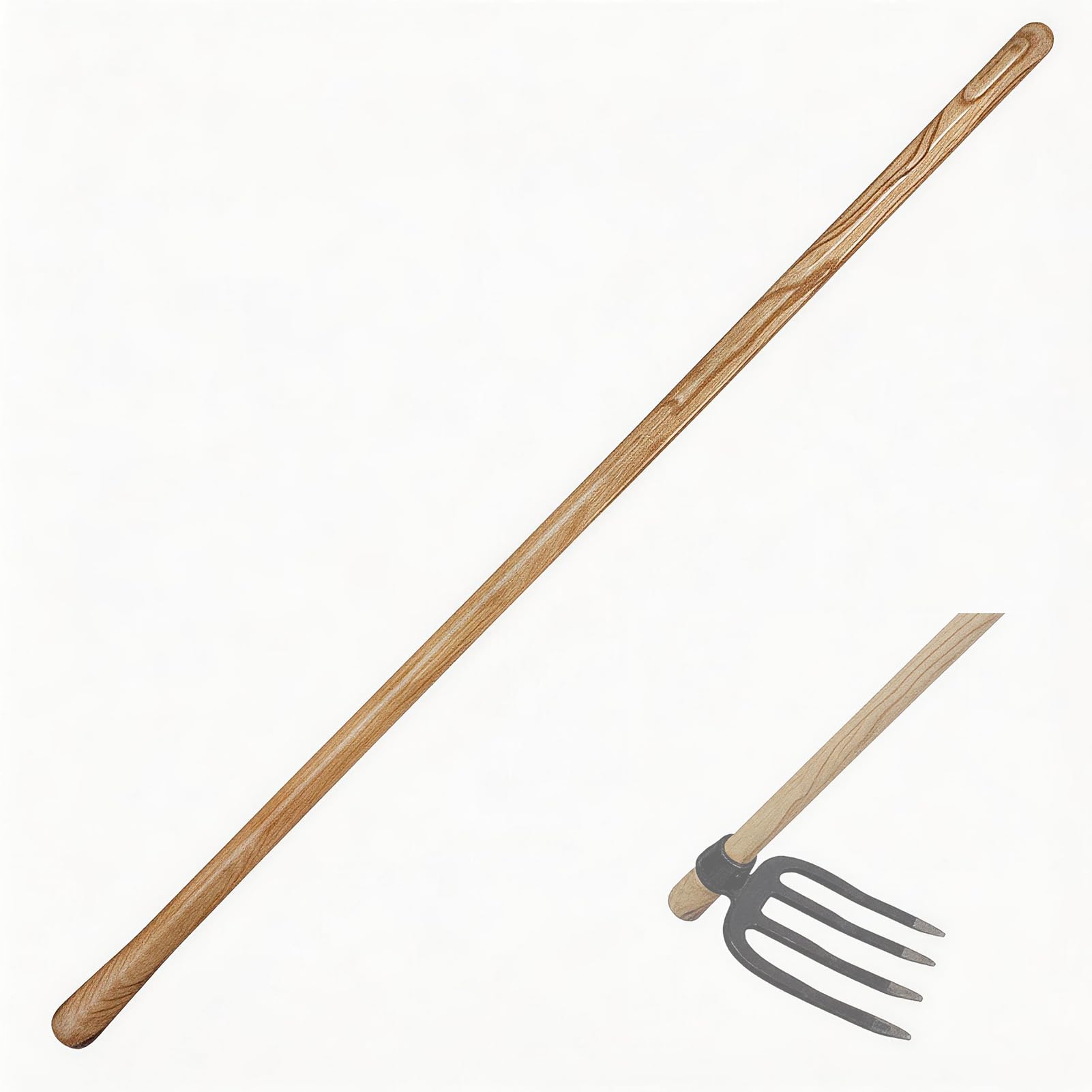 Paiaojia 55-Inch Pure Solid Wood Replacement Handle for Garden Hoe Digging Spading, Surface Coated with Protective Paint, Clear Finish, Convenient and Durable (Spade & Fork Head Not Included)
