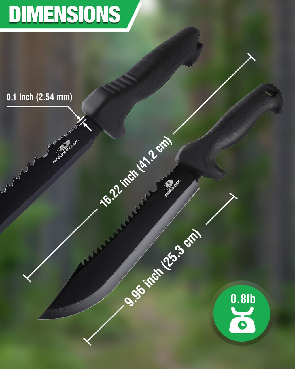 Mossy Oak 16" Heavy Duty Machete with Saw and Sheath