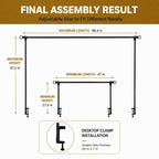 Adjustable Metal Table Arch Stand for Balloons & Flowers - Complete Party Table Rod Kit with Hand Pump & Balloon Tape - Height & Length Expandable Frame for Holiday Anniversary Decor (Black)