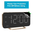 Slim LED Digital Alarm Clock, Mirror Surface for Makeup, with Diming, Large Display, Easy Setting, USB Charger Ports, Modern Bedroom, Desk, Office Living Room Decor, Christmas Birthday for Women Girl