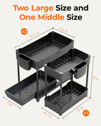 Sevenblue 3-Pack 2-Tier Under Sink Organizers with Sliding Drawers