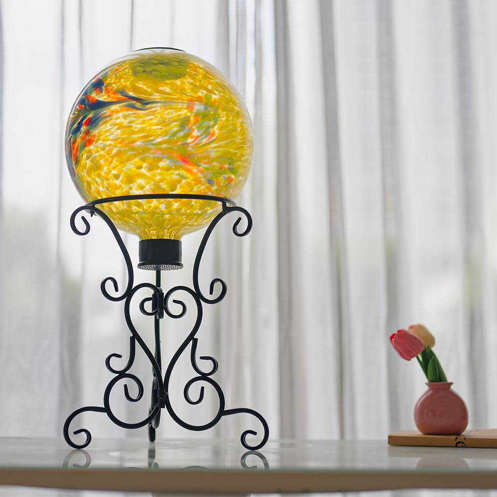 YELENEW 12" Black Metal Gazing Ball Stand for 10-12 Inch Glass Gazing Ball