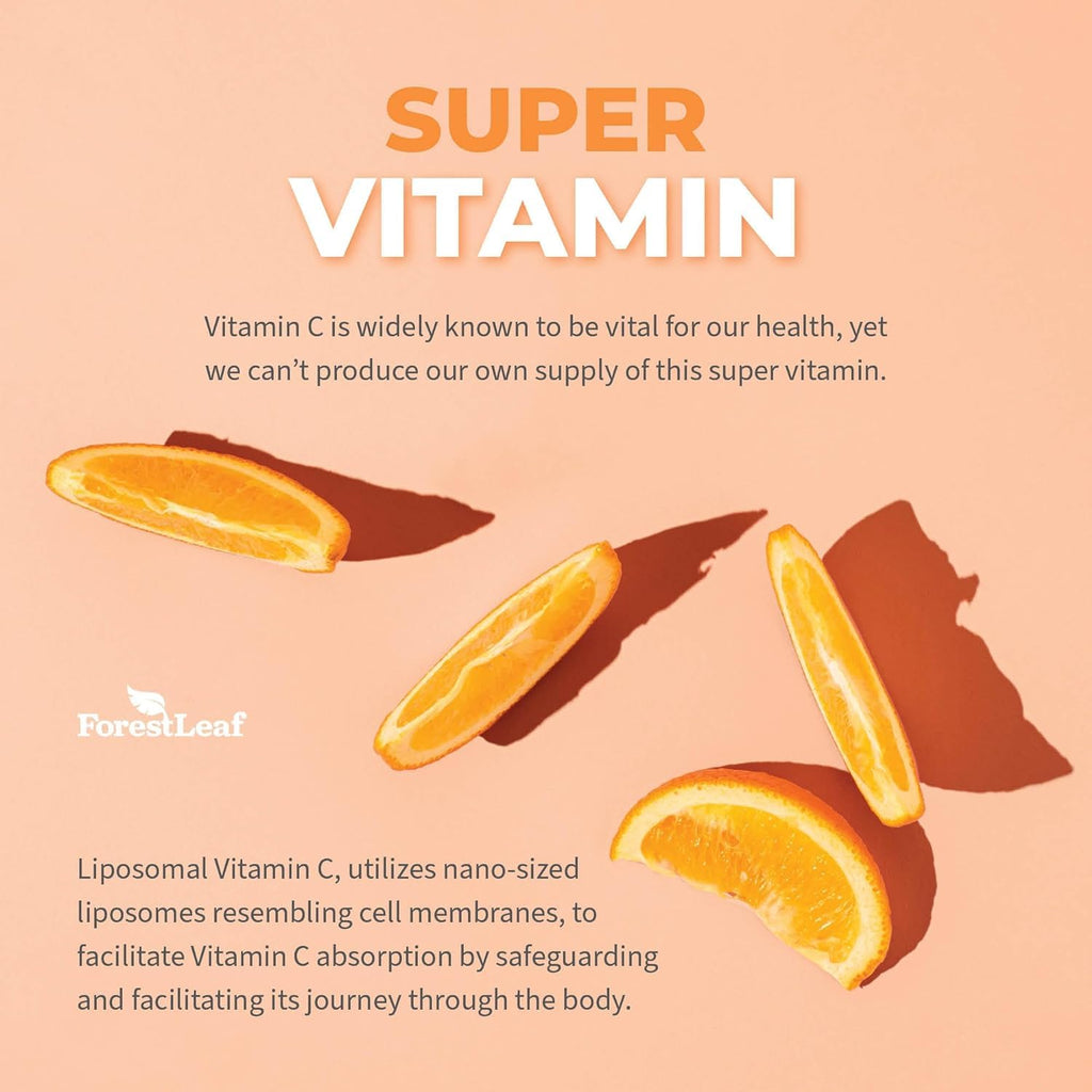 ForestLeaf Liposomal Vitamin C 1400mg Capsules | High Dose Vitamin C Liposomal Supplement w Coconut Oil Fatty Acids | Fast Absorption | Immune Support, Antioxidant, Collagen Production | 120 Vegan Cap