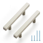JOY DECOR 10 Pack 3 Inch Brushed Nickel Square Cabinet Handles Stainless Steel Cabinet Hardware Pulls for Kitchen and Drawers with 5 Inch Overall Length