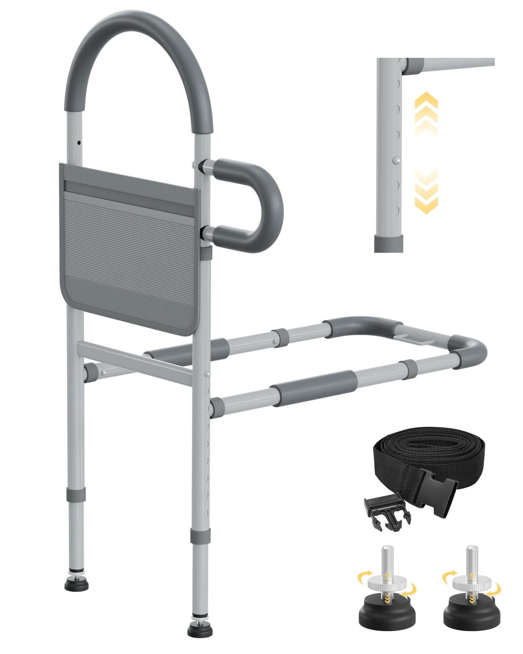 JivaJot Bed Rails for Elderly Adults Safety, Bedrails for Elderly Adults Grab Bar Bed Handrails, Cane for Seniors with Non-Slip Ergonomic Handle and Storage Pocket, Fit Twin, Full, Queen, King