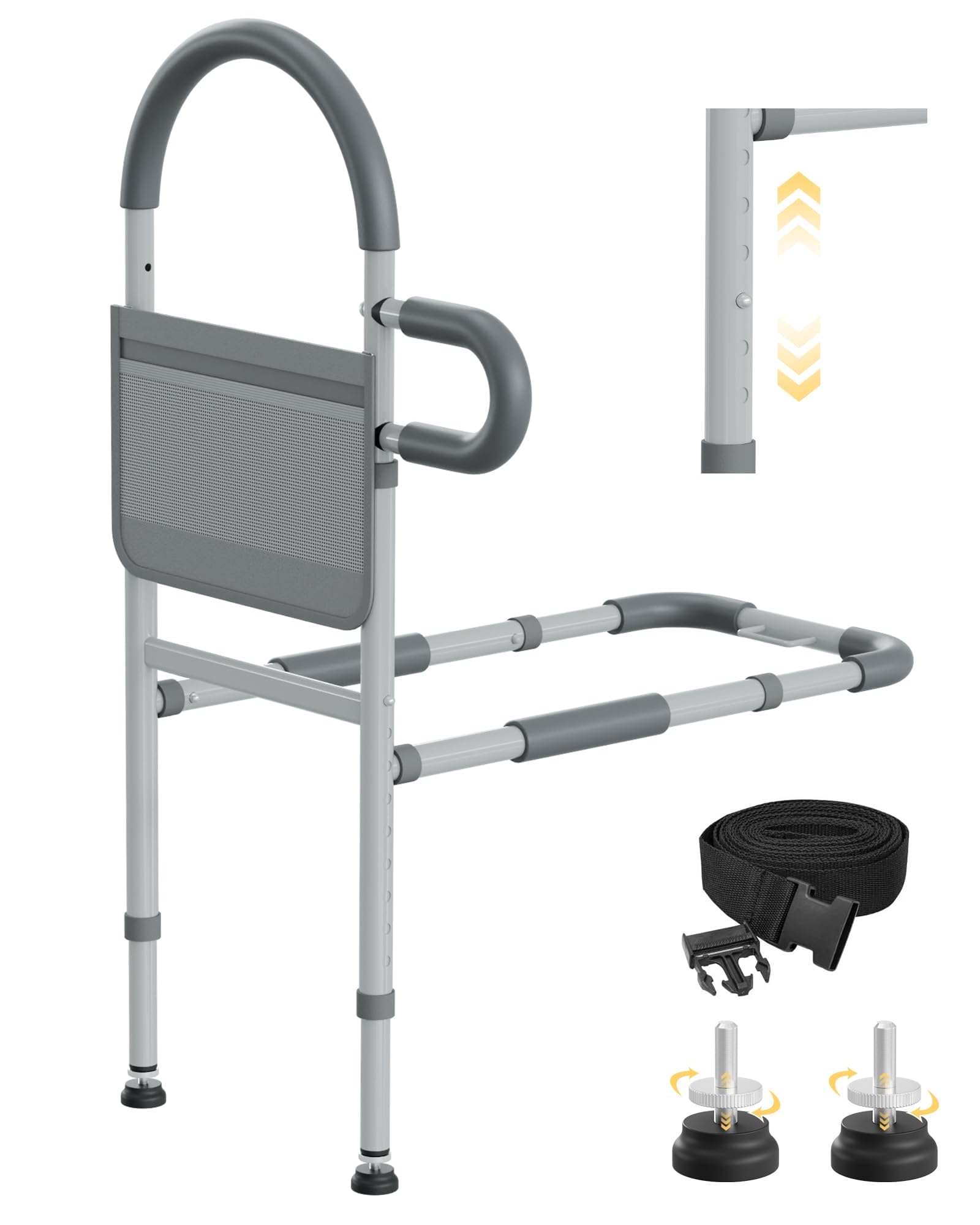 JivaJot Bed Rails for Elderly Adults Safety, Bedrails for Elderly Adults Grab Bar Bed Handrails, Cane for Seniors with Non-Slip Ergonomic Handle and Storage Pocket, Fit Twin, Full, Queen, King