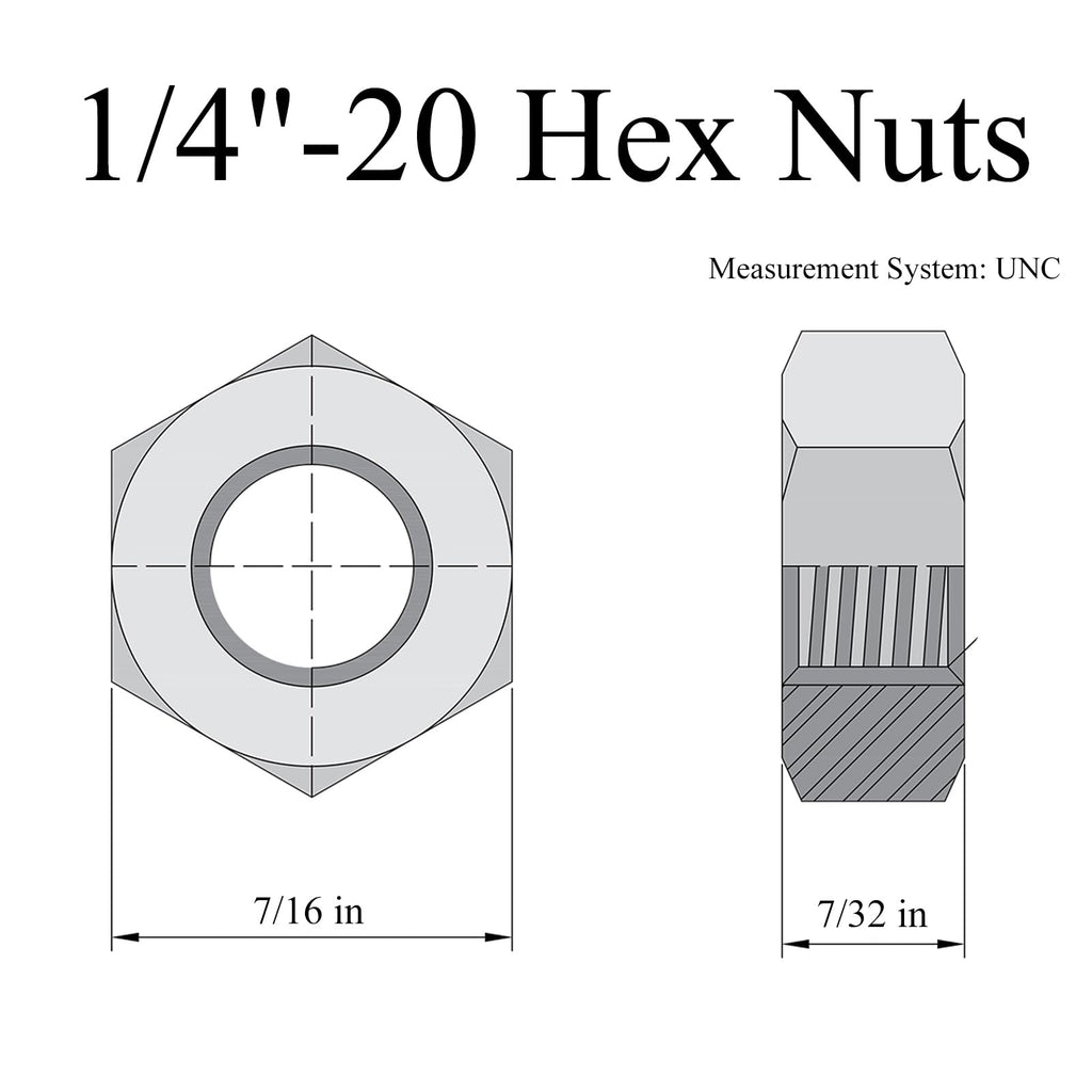 1/4-20 Hex Nut 1/4 20 Nut for 1/4 Bolts 304 Stainless Steel