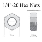 1/4-20 Hex Nut 1/4 20 Nut for 1/4 Bolts 304 Stainless Steel