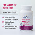 Nordic Naturals Prenatal DHA, Unflavored - 180 Soft Gels - 830 mg Omega-3 + 400 IU Vitamin D3 - Supports Brain Development in Babies During Pregnancy & Lactation - Non-GMO - 90 Servings