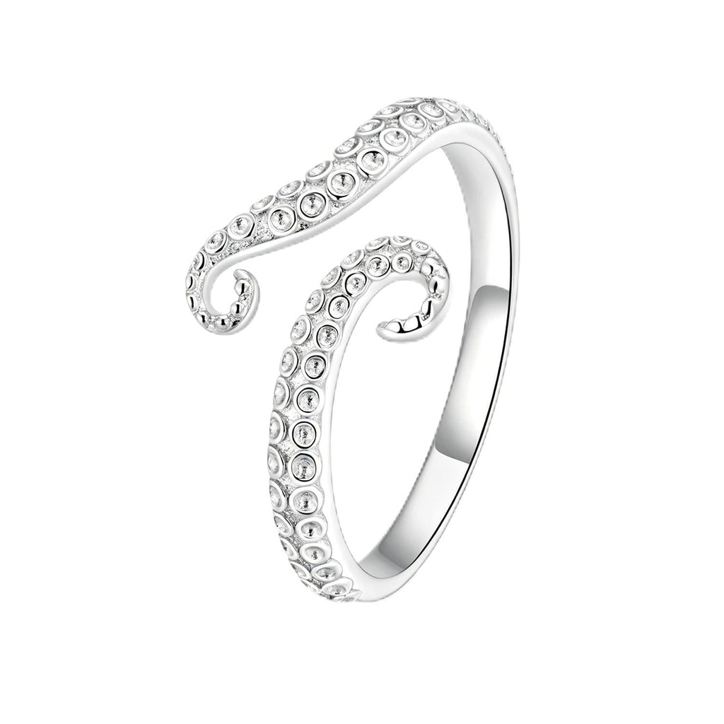 BISAER Adjustable Octopus Ring Stackable Silver Rings For Women Non Tarnish