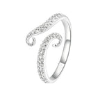 BISAER Adjustable Octopus Ring Stackable Silver Rings For Women Non Tarnish