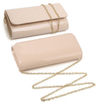 Patent Leather Envelope Clutch Womens Evening Handbag Stylish Shoulder Bag Purse for Christmas Wedding Party Prom(Nude 018)