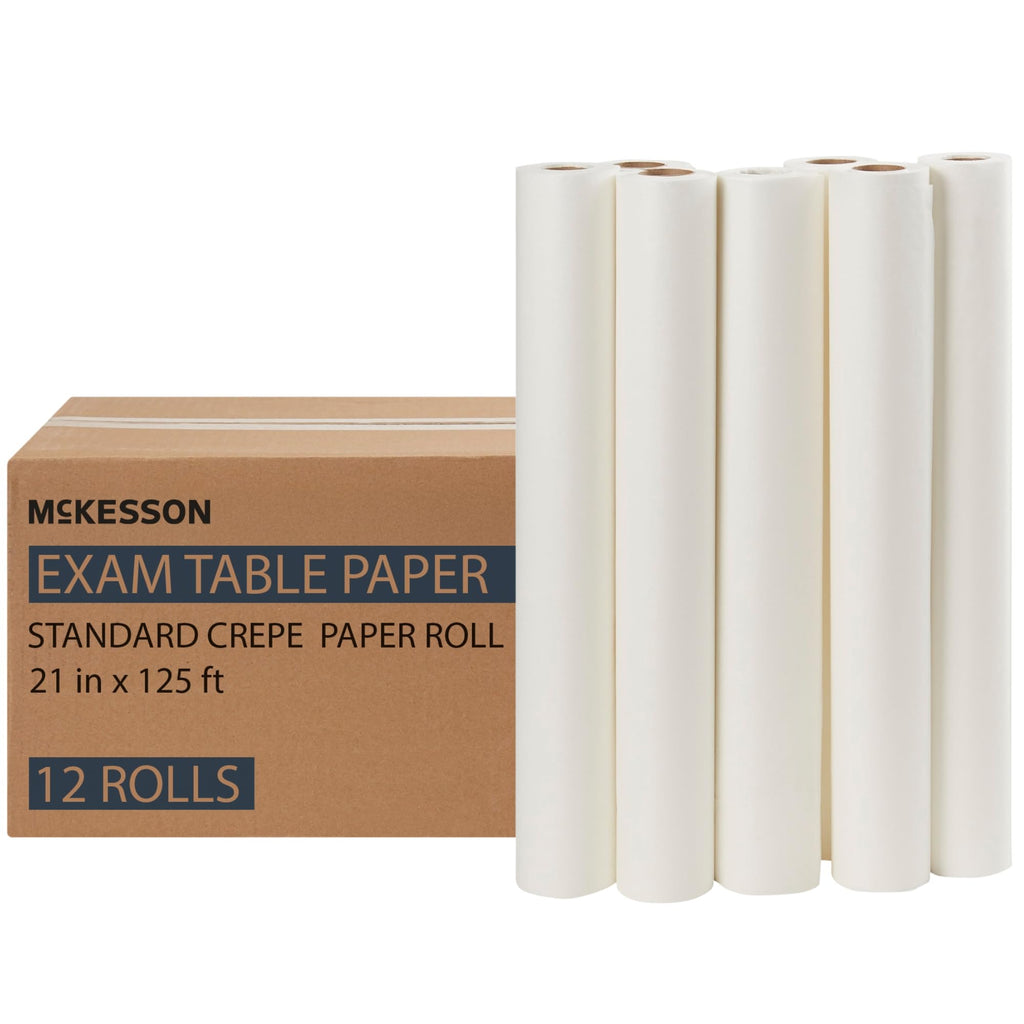 McKesson Medical Exam Table Paper Rolls [12 Rolls] – 21 in x 125 ft White Standard Smooth Disposable Bed Cover for Doctor, Spa, Diaper Changing, Waxing, Nursing, Chiropractor, Patternmaking, Tracing