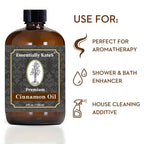 Premium Cinnamon Oil 4 Fl Oz with Huge Dropper and Sprayer - 100% Pure, Natural & Therapeutic - Cleaning, DIY Soap, Diffuser, Aromatherapy, Garden and Kitchen - Indoor and Outdoor
