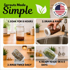 Sprouting Jar Kit - 2 Wide-Mouth Mason Jars with Stand and Sprout Lids