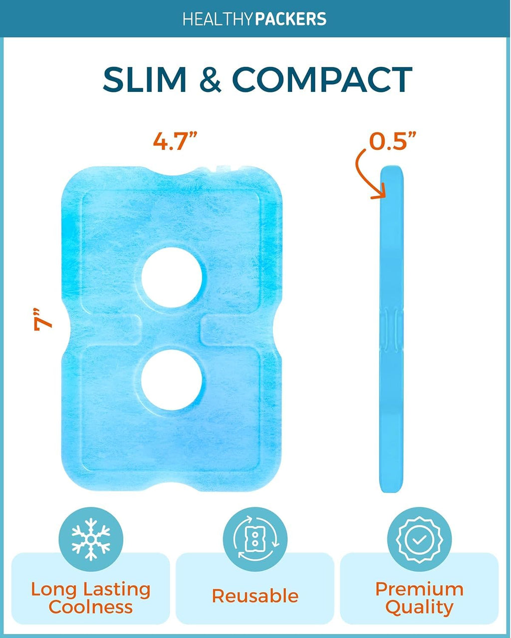 Healthy Packers Ice Packs for Lunch Boxes & Coolers, Slim Reusable 4-Pack