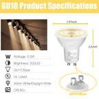 DAYBETTER GU10 LED Light Bulbs, Dimmable GU10 Bulb Replacement for Track Lighting, 5.5w Equivalent 50W, 500 LM Soft White 3000K, MR16 LED Bulb for Kitchen, Range Hood, Living Room, 6 Pack