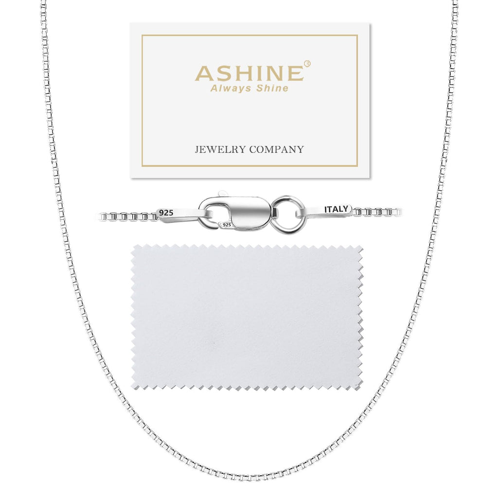 ASHINE Necklaces for Women Dainty 925 Sterling Silver Box Chain 1mm