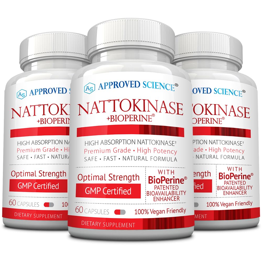 Approved Science Nattokinase - 4,000 FU - 200 mg - Free of Vitamin K2 - Contains BioPerine - One Month Supply - Vegan, Non-GMO - 180 Capsules