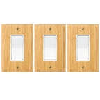 3PC Solid Wood Outlet Covers Light Switch Plate 4.8" X 3.14" Bamboo Switch Plates And Outlet Covers Light Switch Cover Quality Raw Wooden Wall Plate Decorative Single Rocker