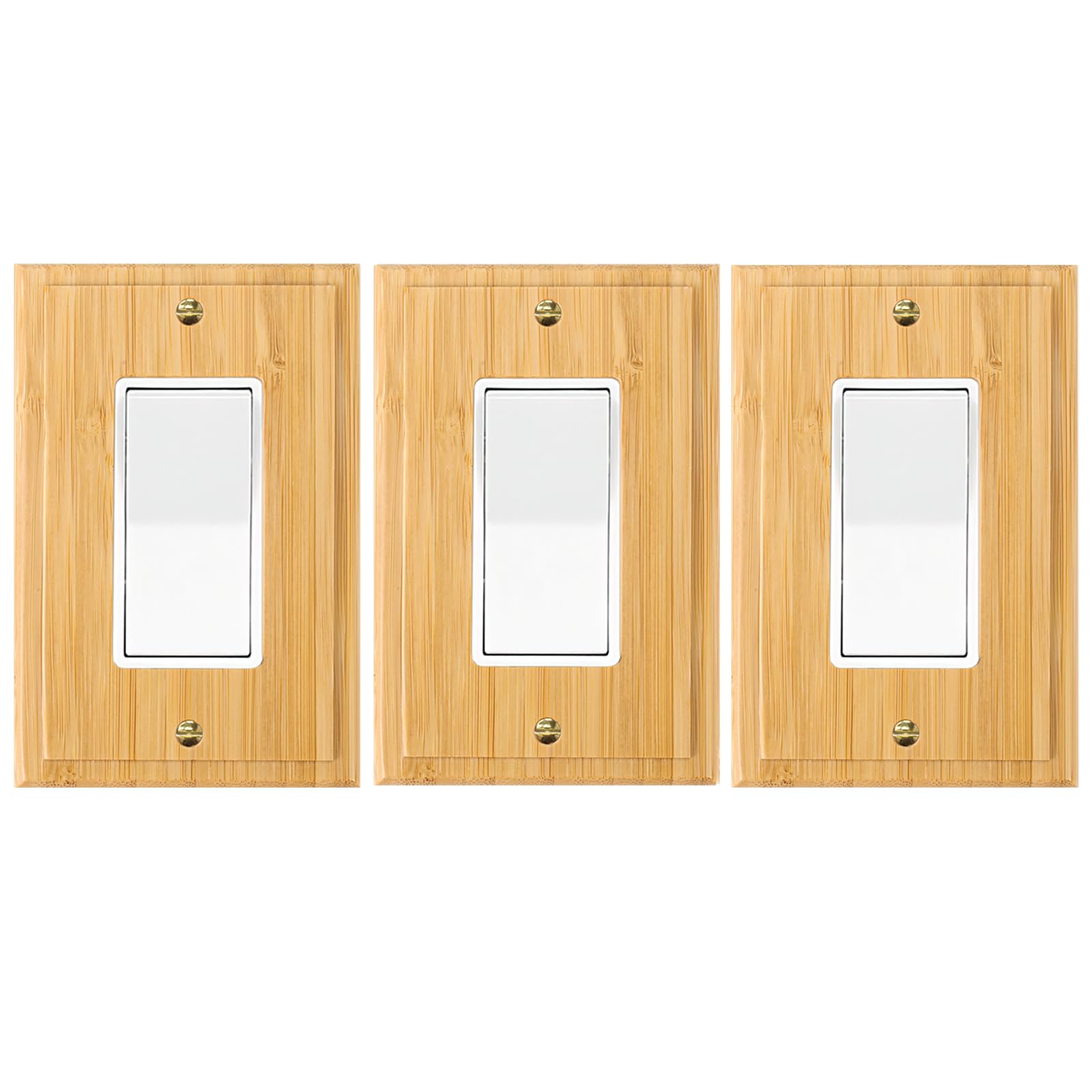 3PC Solid Wood Outlet Covers Light Switch Plate 4.8" X 3.14" Bamboo Switch Plates And Outlet Covers Light Switch Cover Quality Raw Wooden Wall Plate Decorative Single Rocker