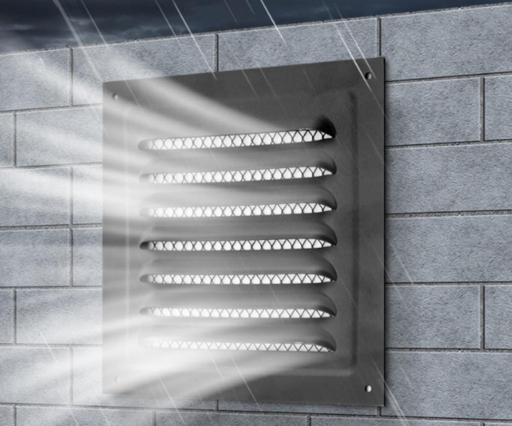 2pcs Attic Vent Soffit Vent Aluminum Wall Vent Metal Shed Vent Square Vent Louver Vent Grille with Built-in Insect Screen for Exterior Door House Attic Garage Ceiling (Black 12" x 12"-2 Pack)