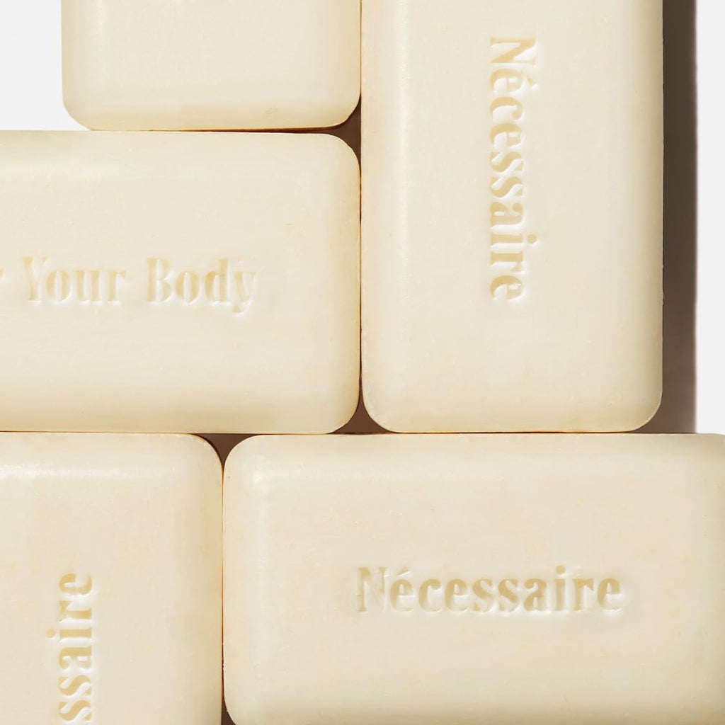Nécessaire The Body Exfoliant Bar. 2% Physical Exfoliant. 5 Ceramides. Niacinamide. Smooth KP, Rough Patches, Ingrown Hairs. Fragrance-Free. 140 g / 5 oz