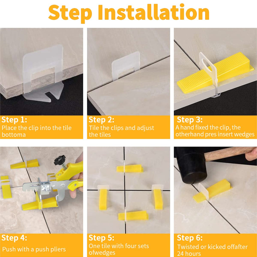 DGSL Tile Leveling System with Tile Plier - 300-Piece Tile Spacers Clips and 100-Piece Reusable Wedges - Tile Tools Set for Stone Installation (1/16 Inch Tile Spacers)