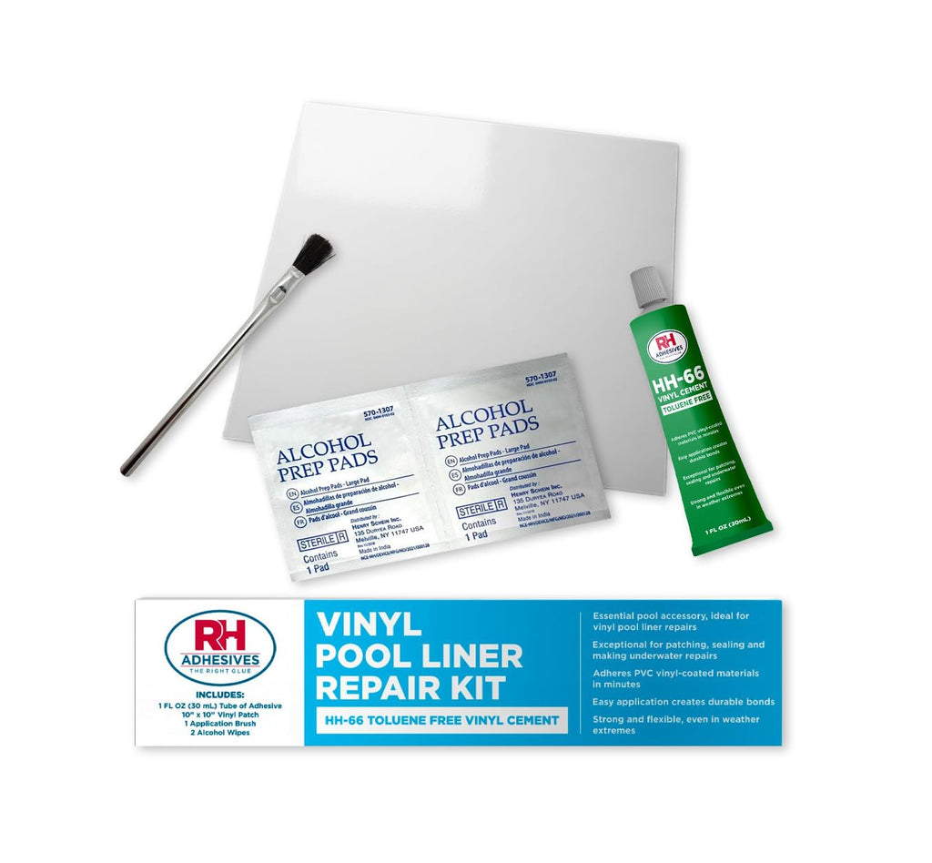 Vinyl Pool Liner Repair Kit – Pool Patch Repair Kit with HH-66 TF Vinyl Cement – Inflatable Patch Repair Kit for Pool Liners & PVC – RH Adhesives (Clear, 20 Gauge Vinyl)