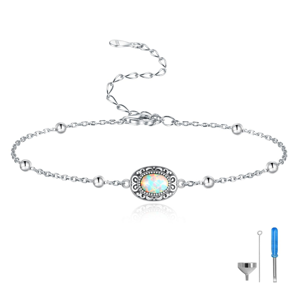 MANBU Sterling Silver Cremation Bracelet for Ashes