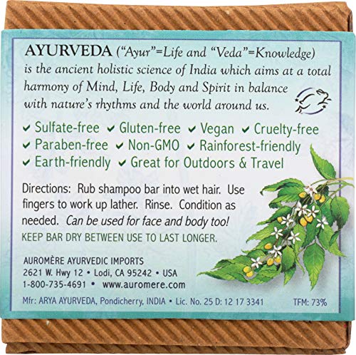 Auromere Ayurvedic Shampoo Bar - Eco Friendly, Handmade, Vegan, Cruelty Free, Natural, Non GMO, All in One Bar for Soap and Shampoo (4.23 oz), 5 pack