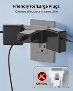 TROND 360 Rotating Plug Outlet Extender, Outlet Splitter with 3 Grounded Sockets, 3 Way Angled Multi Plug Adapter, Cruise Essentials, Small Multiple Expander for Bathroom Kitchen Travel, Black