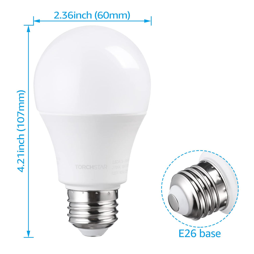 TORCHSTAR 1700LM Universal Garage Door Opener LED Light Bulb, UL FCC DOE, 15W Ultra Bright, Minimize Interference, 100W Eqv. 120V, A19 Bulbs, E26 Base, 3000K Warm White, Pack of 2