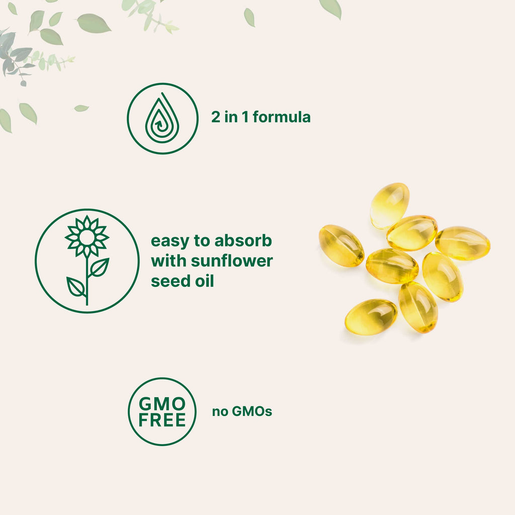 Micro Ingredients Vitamin D3 5,000 IU + K2 MK-7 100 mcg, 2 Pack (600 Softgels) | Liquid-Filled with Sunflower Oil | 2-in-1 Vitamins D & K Complex | Extra Strength, Easy to Swallow, Non-GMO, No Gluten