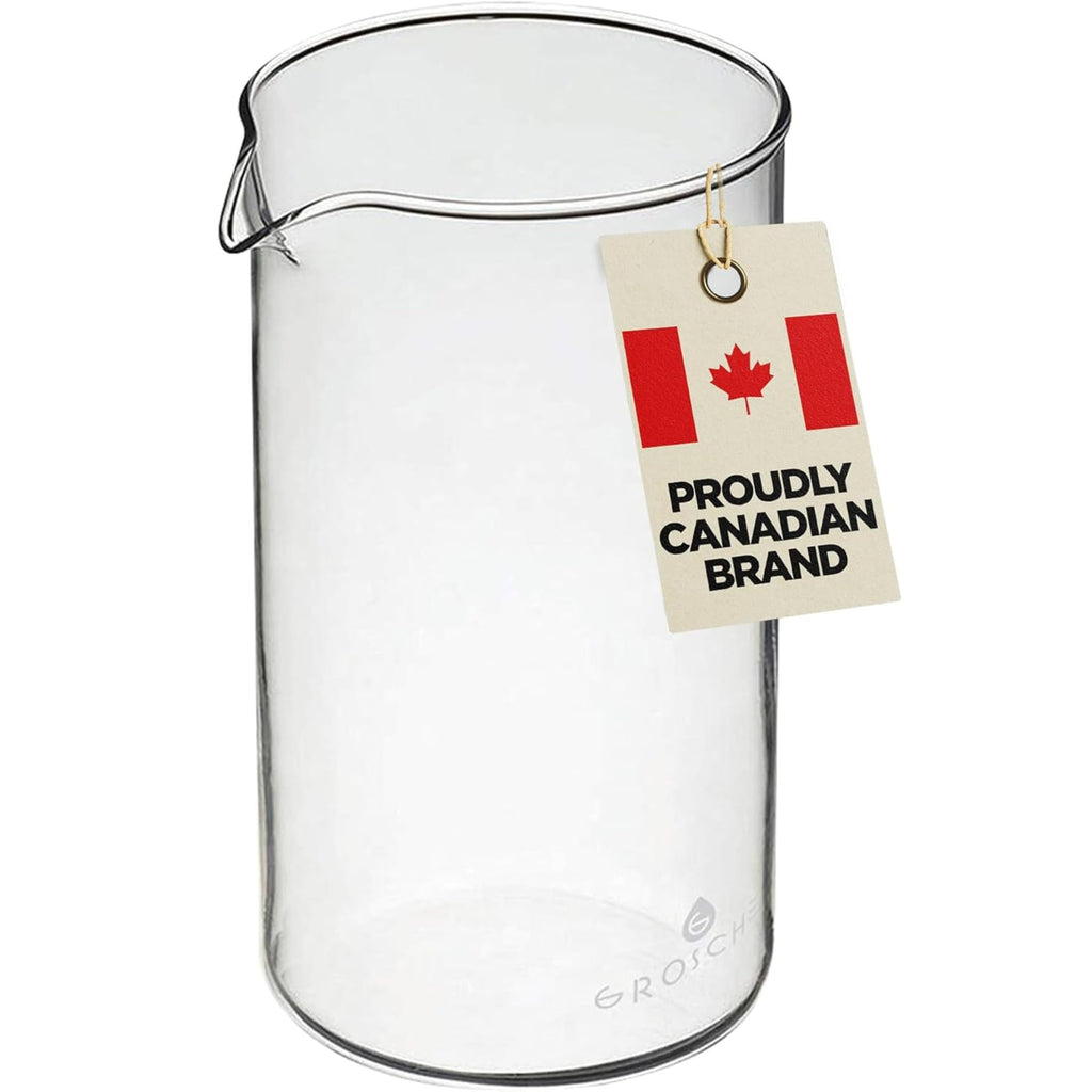 GROSCHE Borosilicate 3.3 Glass Universal Replacement Beaker for French Press Coffee and Tea Makers - (34.oz - Medium)