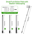 BURMONG 13.8 FT Telescoping Fruit Picker Pole with Soft Basket, Long Reach Tree Fruit Harvester Tool for Apple, Mango, Orange & More, Extendable Fruit Picking Tool for Garden Orchard