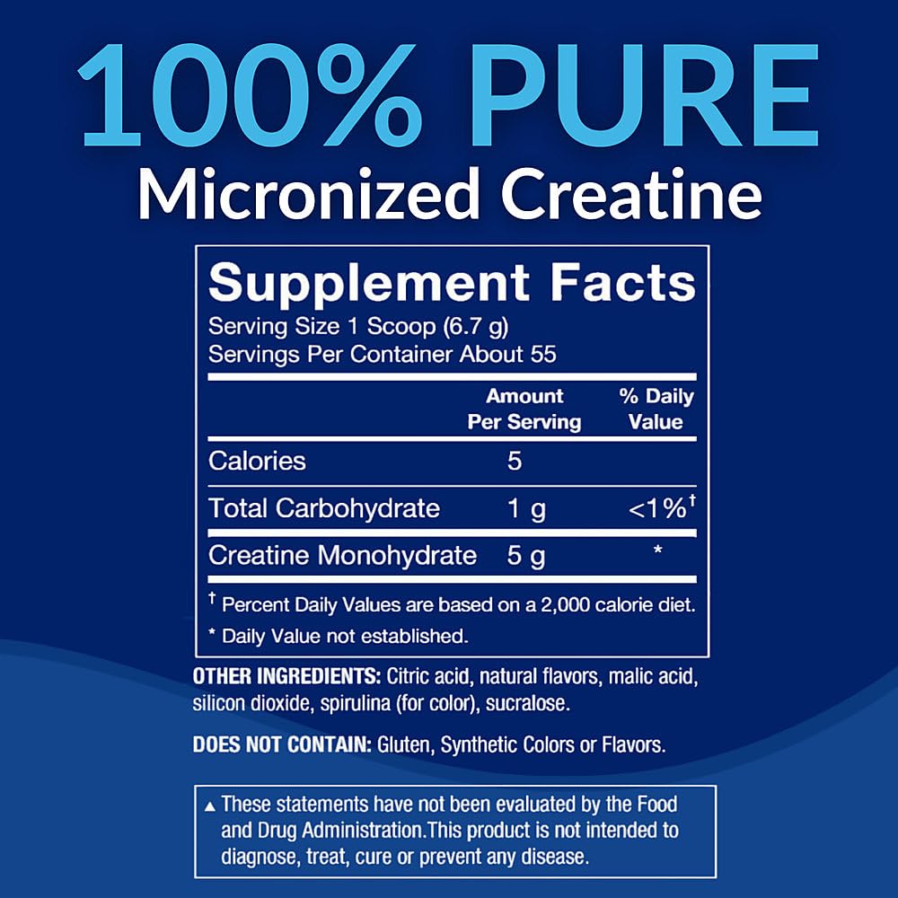 BodyTech 100% Pure Creatine Monohydrate Powder - Micronized for Maximum Absorption - Supports Muscle Strength & Power Output - Arctic Blast (13 oz, 55 Servings)