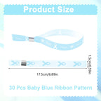 WANDIC 30 Pcs Baby Blue Ribbon Bracelets, 5 Style Polyester Single Side Adjustable Prostate Cancer Awareness Support Wristband for Event Fundraising
