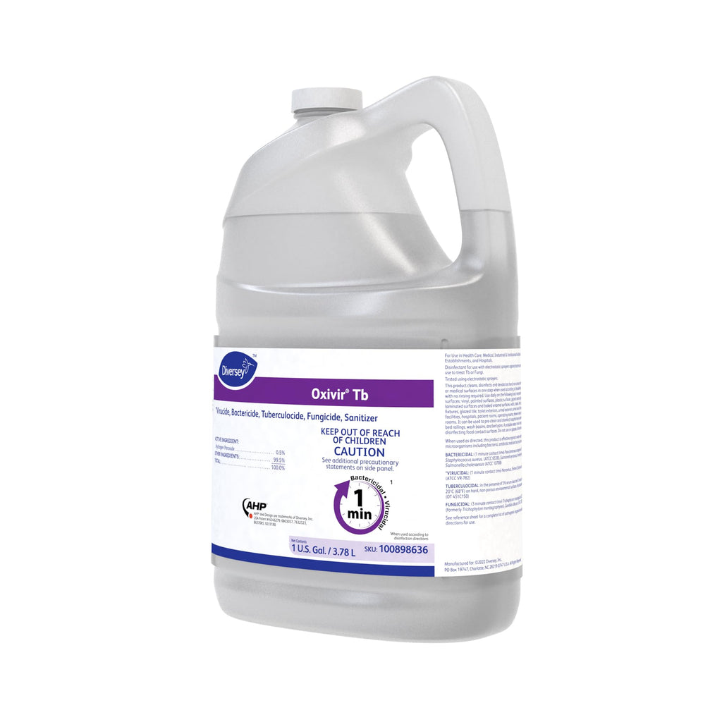 Oxivir Diversey 100898636 Tb One-Step Liquid Disinfectant Cleaner, Hospital Grade Accelerated Hydrogen Peroxide AHP, No Fragrance Added, Ready-to-Use, 1-Gallon (Pack of 4)