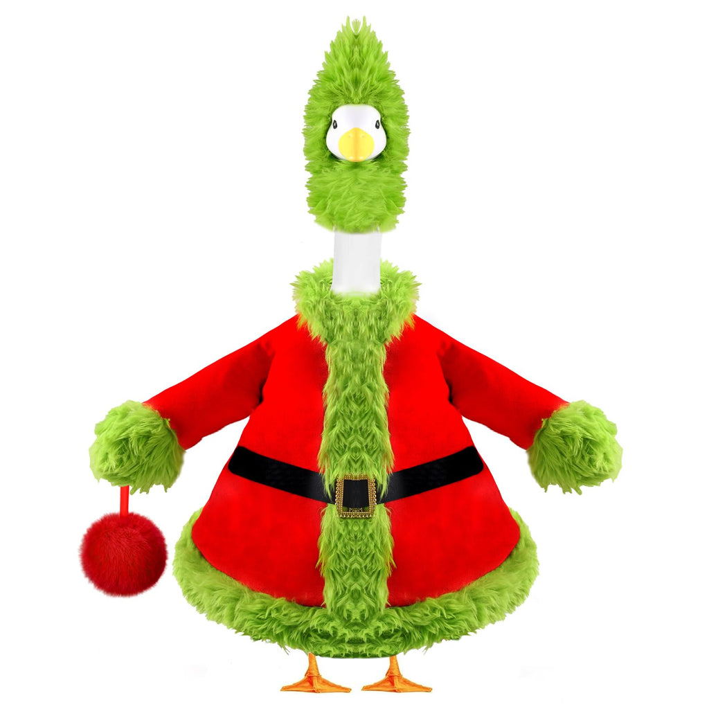 Teeanzo Christmas Winter Goose Outfit for 23" Porch Goose Holiday Red Green Cloths Costume Xmas Winter Outdoor Garden Patio Yard Lawn Art Decoration