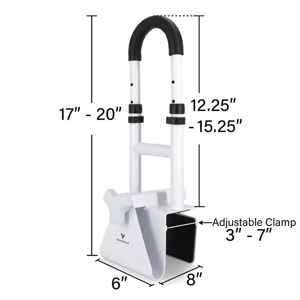 Vaunn Medical Bathtub Handle Grab Bar and Safety Rails for Seniors, Height Adjustable Tub Handles
